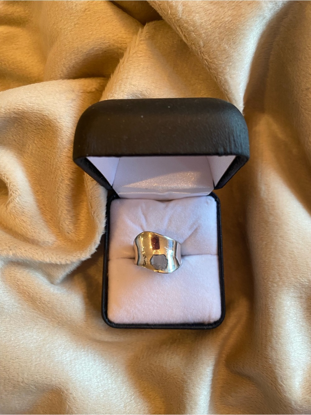 Sterling Silver Wide Wave Band Ring - Silver